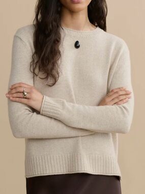 Jenni Kayne Everyday Sweater Oatmeal XS NWT Wool Cashmere Blend Quiet Luxury